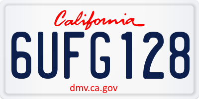 CA license plate 6UFG128