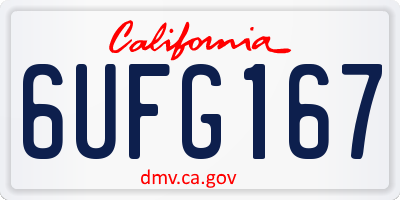 CA license plate 6UFG167
