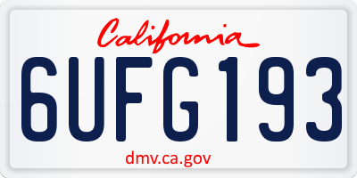 CA license plate 6UFG193