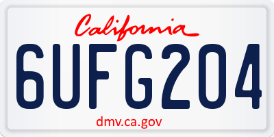 CA license plate 6UFG204