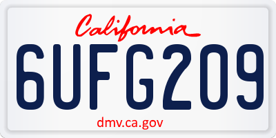 CA license plate 6UFG209
