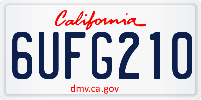 CA license plate 6UFG210