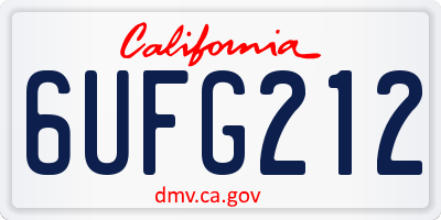 CA license plate 6UFG212