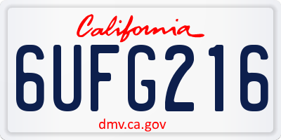 CA license plate 6UFG216