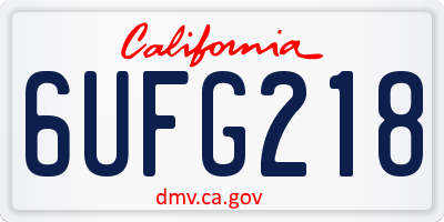 CA license plate 6UFG218