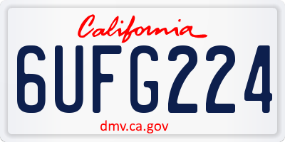 CA license plate 6UFG224