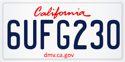 CA license plate 6UFG230
