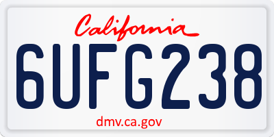 CA license plate 6UFG238