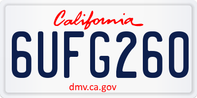 CA license plate 6UFG260