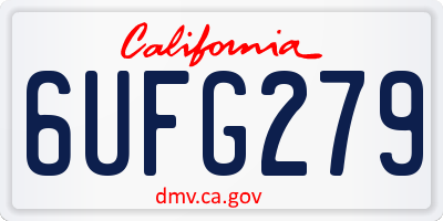 CA license plate 6UFG279