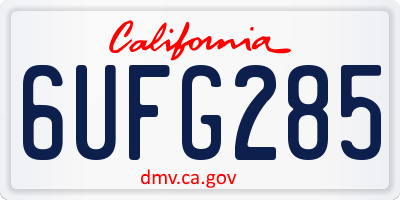 CA license plate 6UFG285