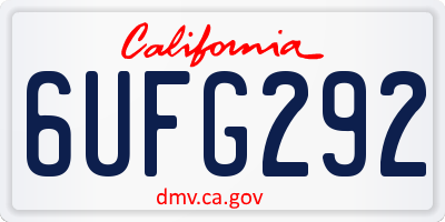 CA license plate 6UFG292