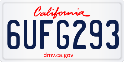 CA license plate 6UFG293