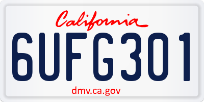 CA license plate 6UFG301