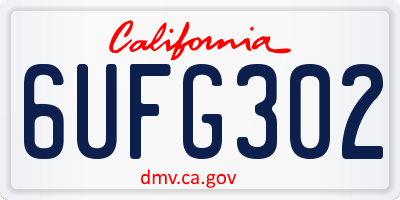 CA license plate 6UFG302