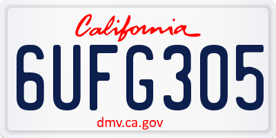 CA license plate 6UFG305