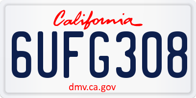 CA license plate 6UFG308