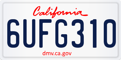 CA license plate 6UFG310