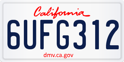 CA license plate 6UFG312