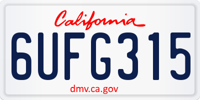 CA license plate 6UFG315
