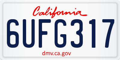 CA license plate 6UFG317