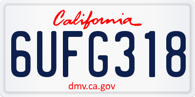 CA license plate 6UFG318