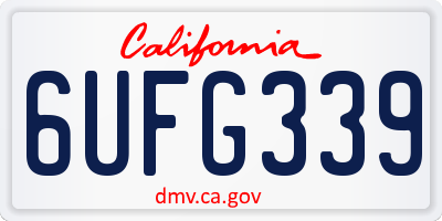 CA license plate 6UFG339