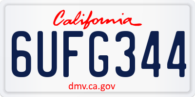 CA license plate 6UFG344
