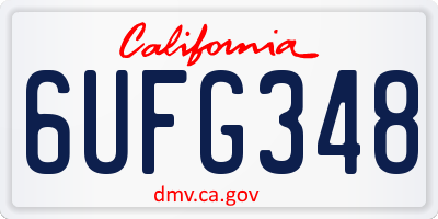 CA license plate 6UFG348