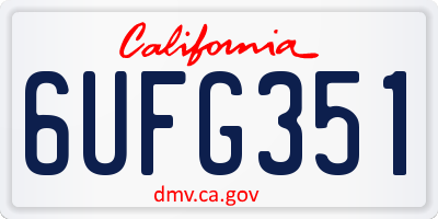 CA license plate 6UFG351