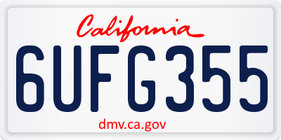 CA license plate 6UFG355