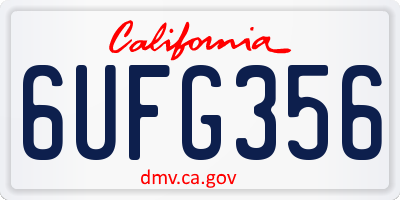 CA license plate 6UFG356