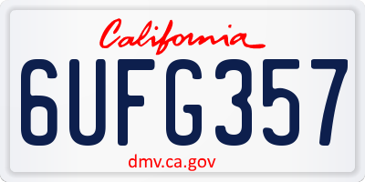 CA license plate 6UFG357