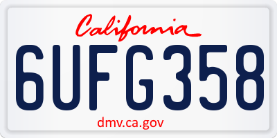 CA license plate 6UFG358