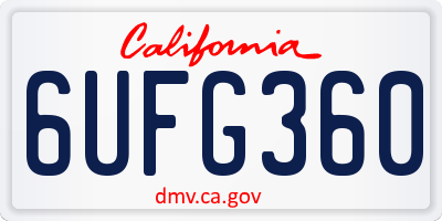 CA license plate 6UFG360