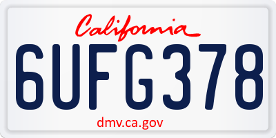 CA license plate 6UFG378