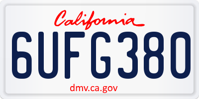 CA license plate 6UFG380