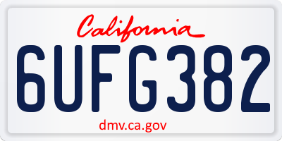 CA license plate 6UFG382