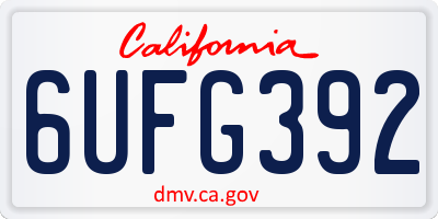 CA license plate 6UFG392
