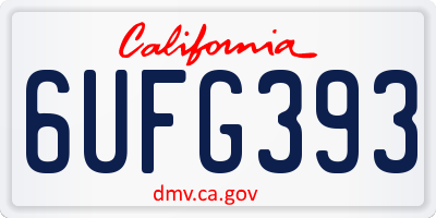 CA license plate 6UFG393
