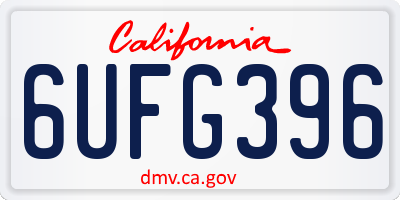 CA license plate 6UFG396