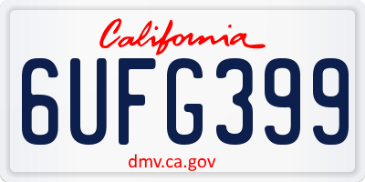 CA license plate 6UFG399