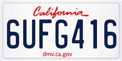 CA license plate 6UFG416