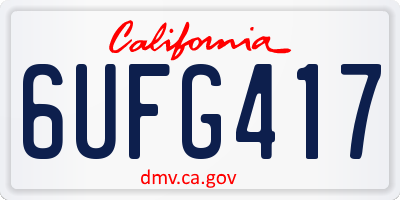 CA license plate 6UFG417