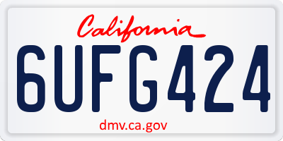 CA license plate 6UFG424