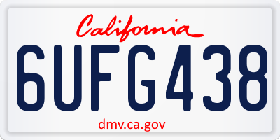 CA license plate 6UFG438