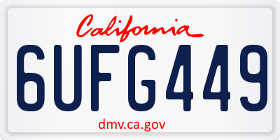 CA license plate 6UFG449