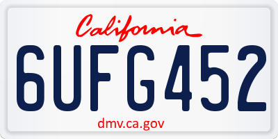 CA license plate 6UFG452
