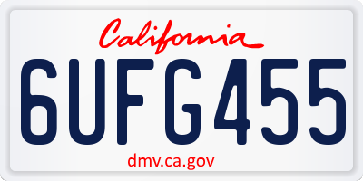 CA license plate 6UFG455
