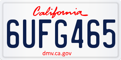 CA license plate 6UFG465